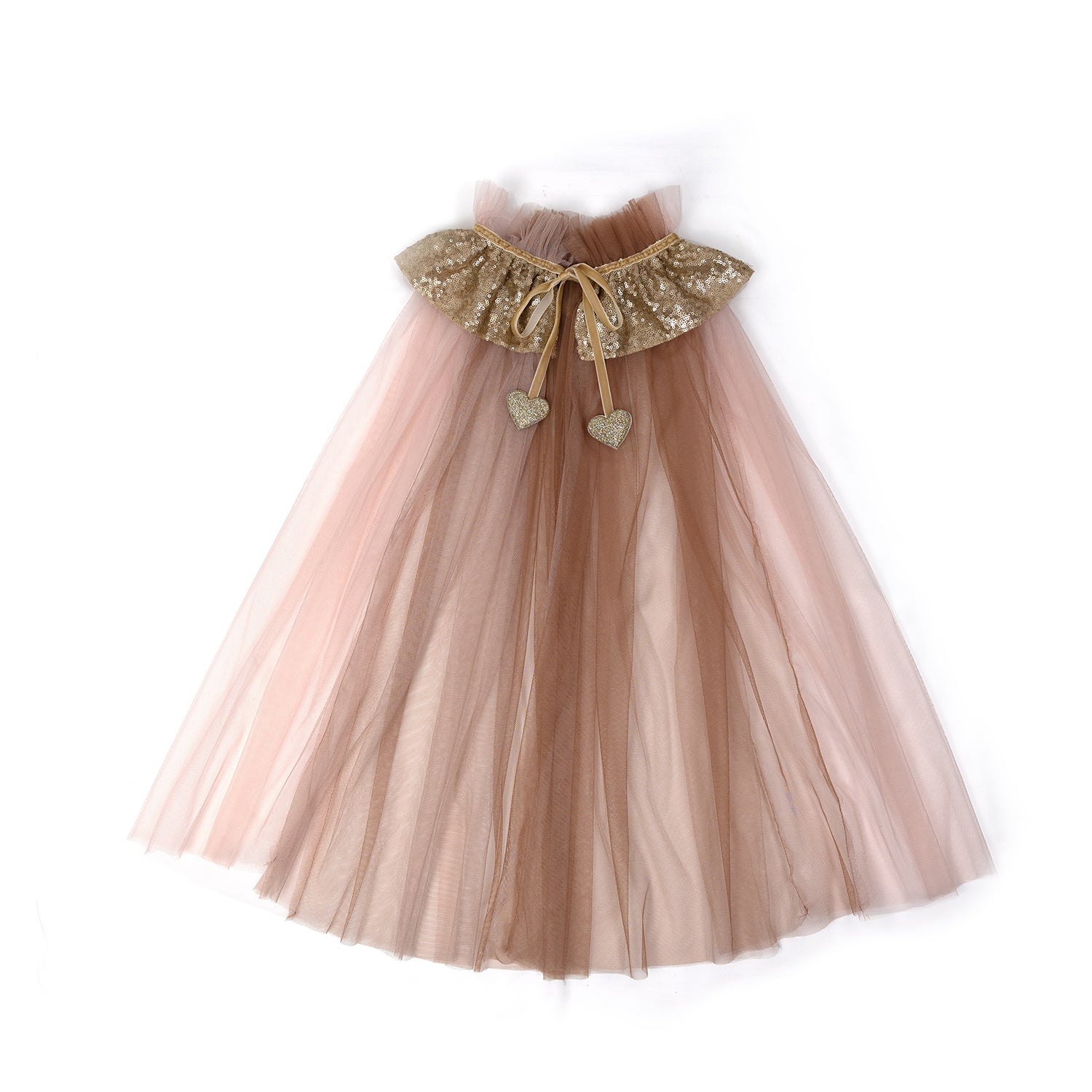 Capa de disfarce para criança cor-de-rosa com purpurinas e glitter.