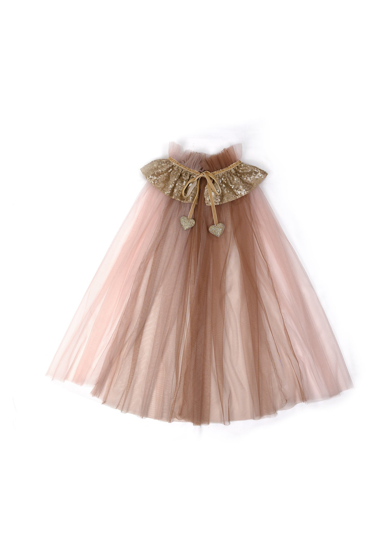 Capa de disfarce para criança cor-de-rosa com purpurinas e glitter.