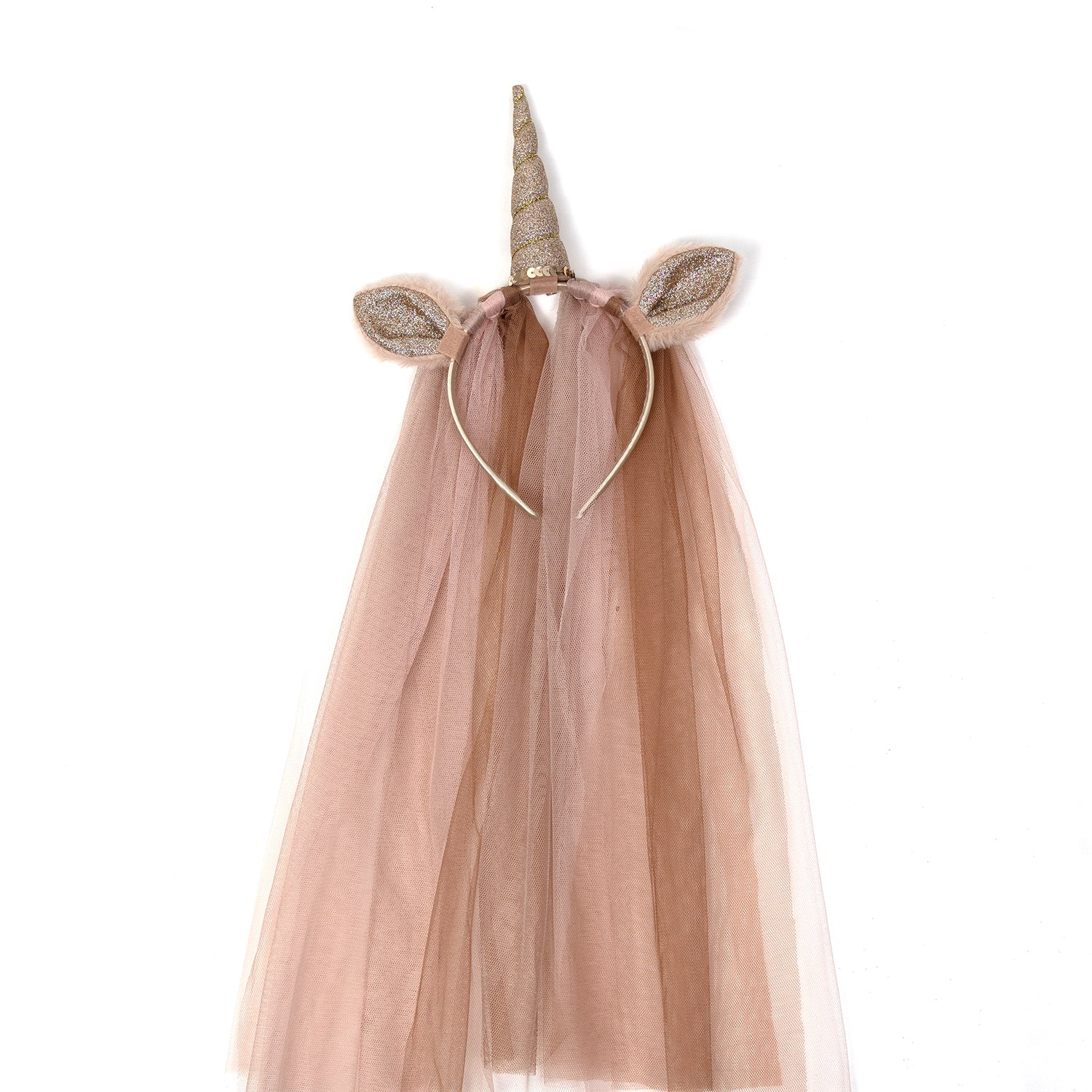 Bandolete de unicórnio de disfarce para criança cor-de-rosa com purpurinas e glitter.