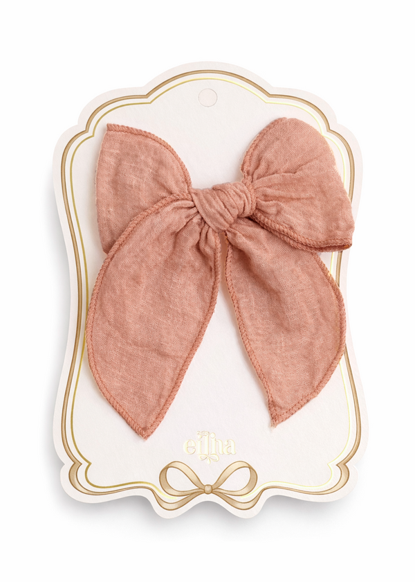 New Fable Bow Clip - Clay pink