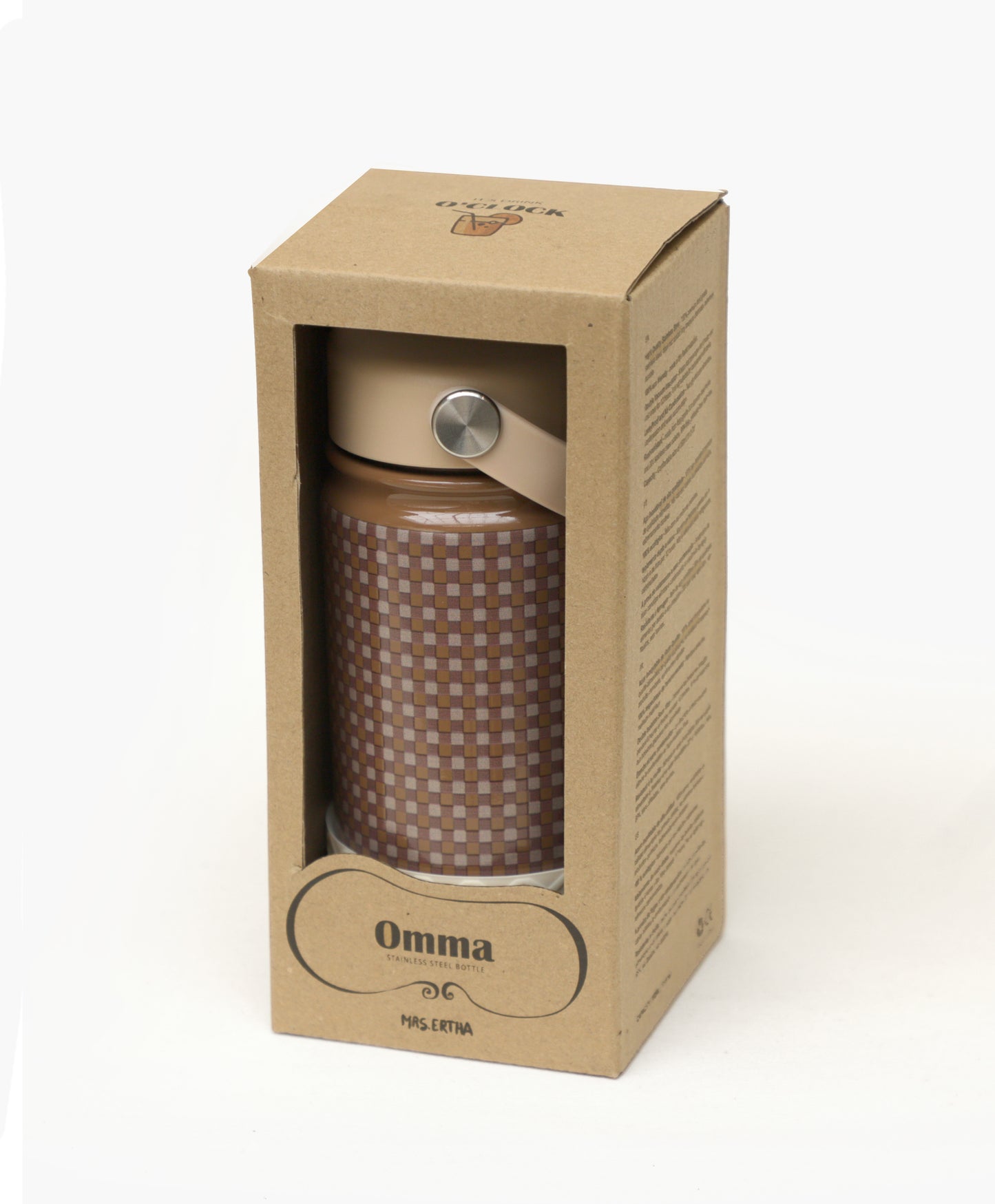 Omma - Water Bottle - Stainless steel - Vintage Squares